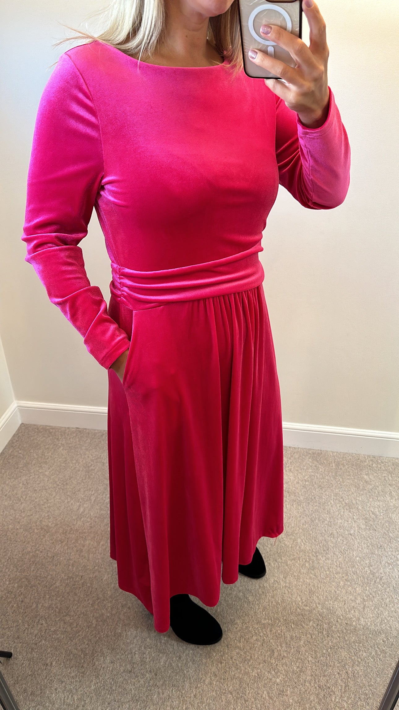 Boden pink velvet dress size 16