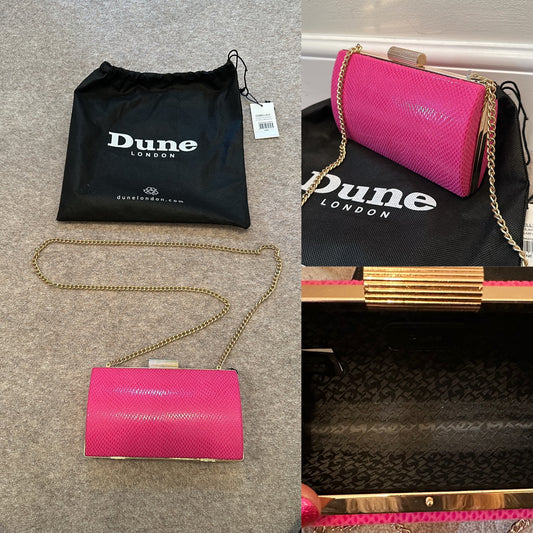 Dune pink reptile synthetic clasp clutch