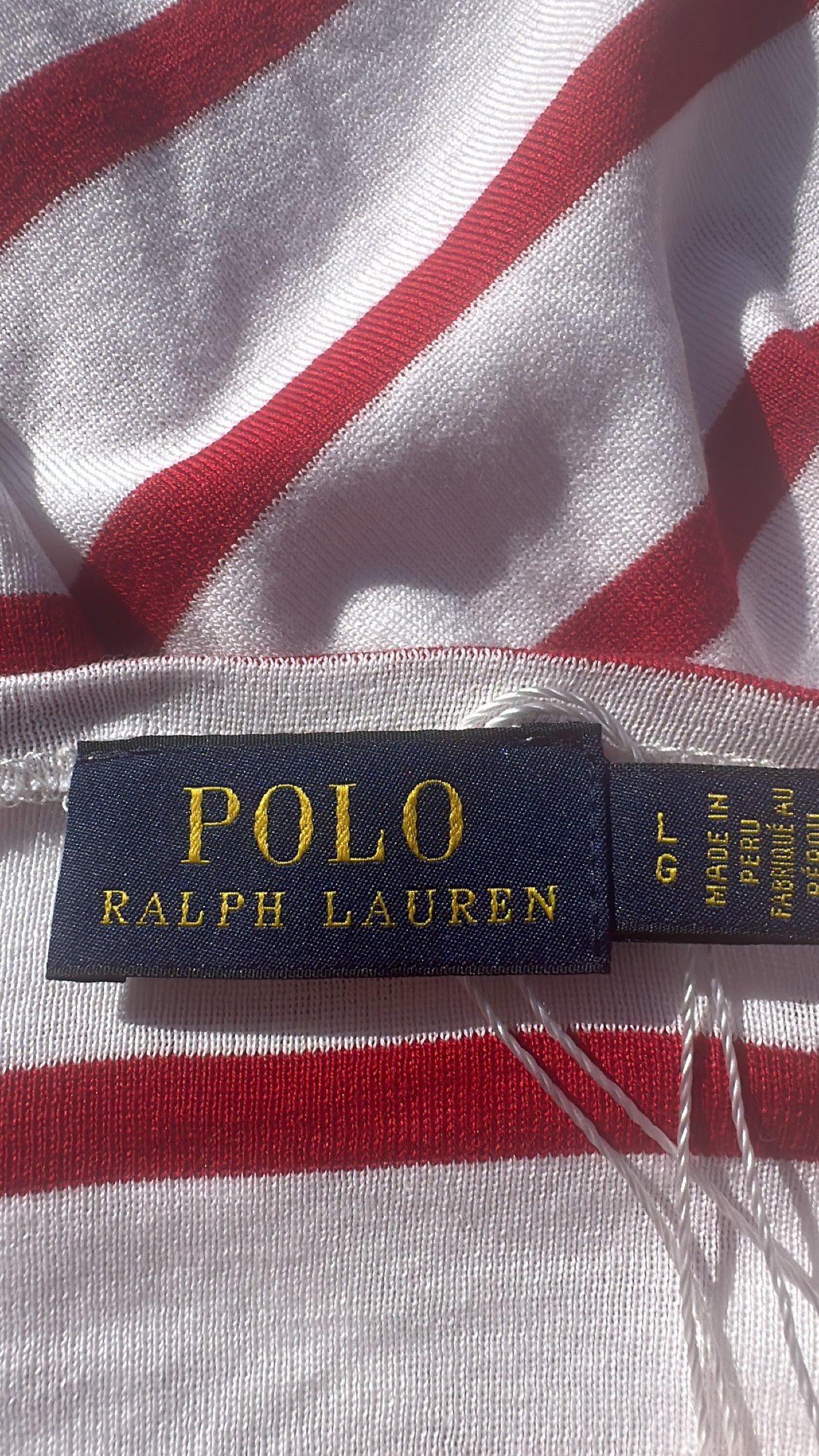 Polo Ralph Lauren red strip long sleeved top size L (upto size 14)