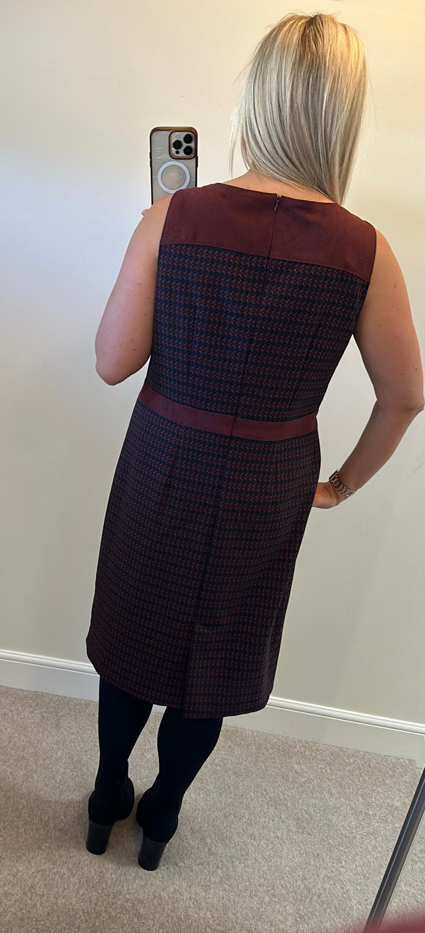 Bianca burgundy checked dress size 18