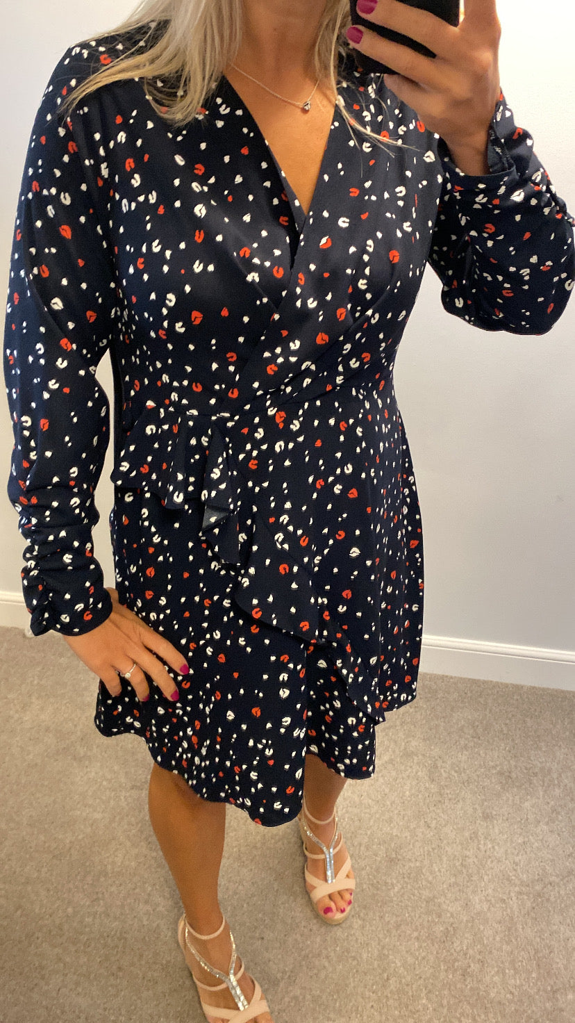 Dorothy Perkins navy print dress size 14 brand new with tags