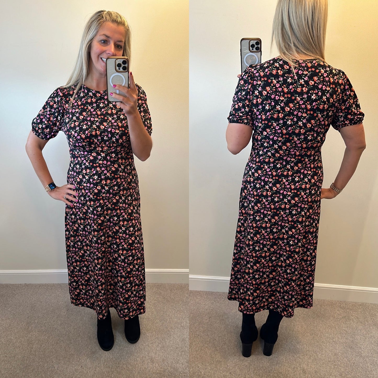 Lipsy black floral maxi dress size 12