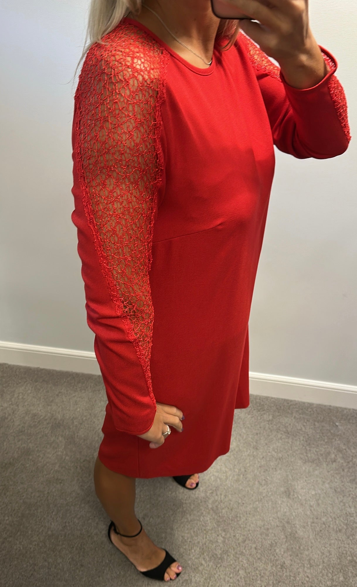 RIANI red lace dress size 16