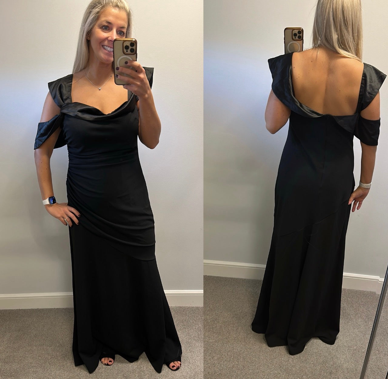 Goddiva Long black evening dress size 20