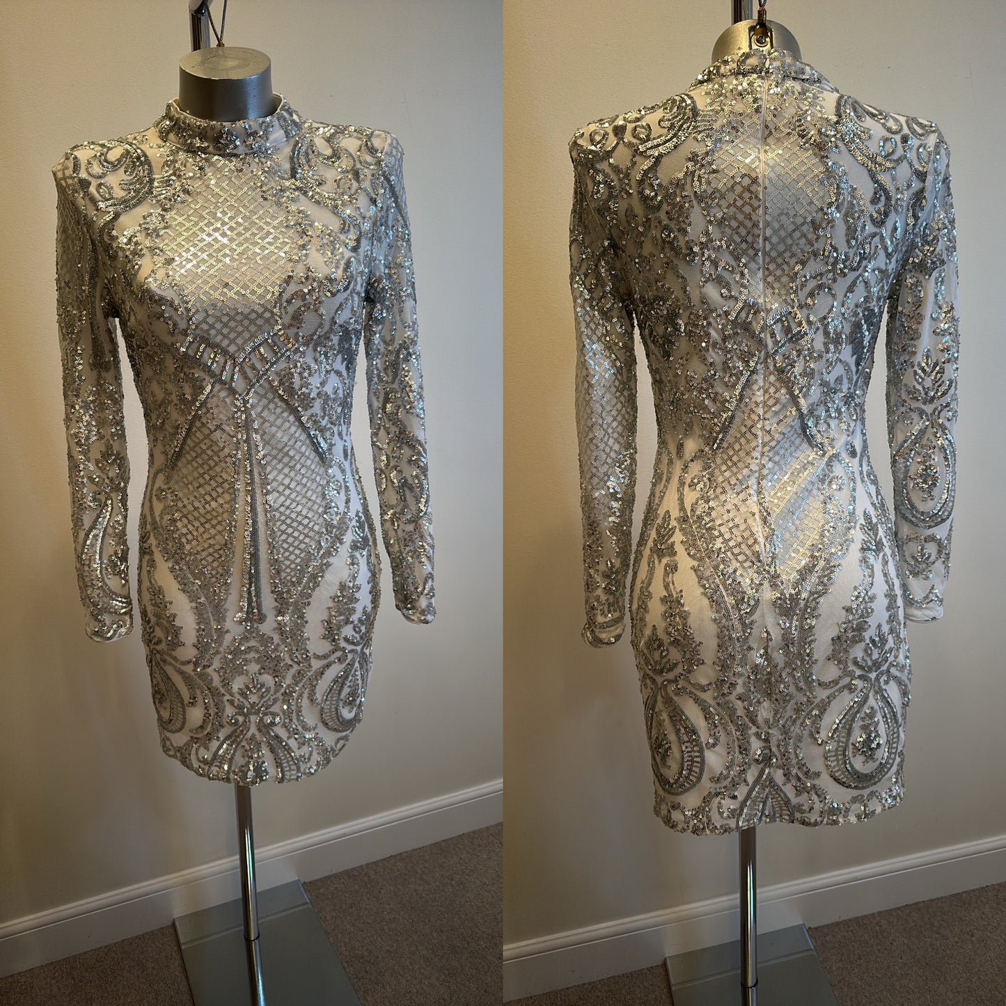 Quiz silver sequin dress size 10