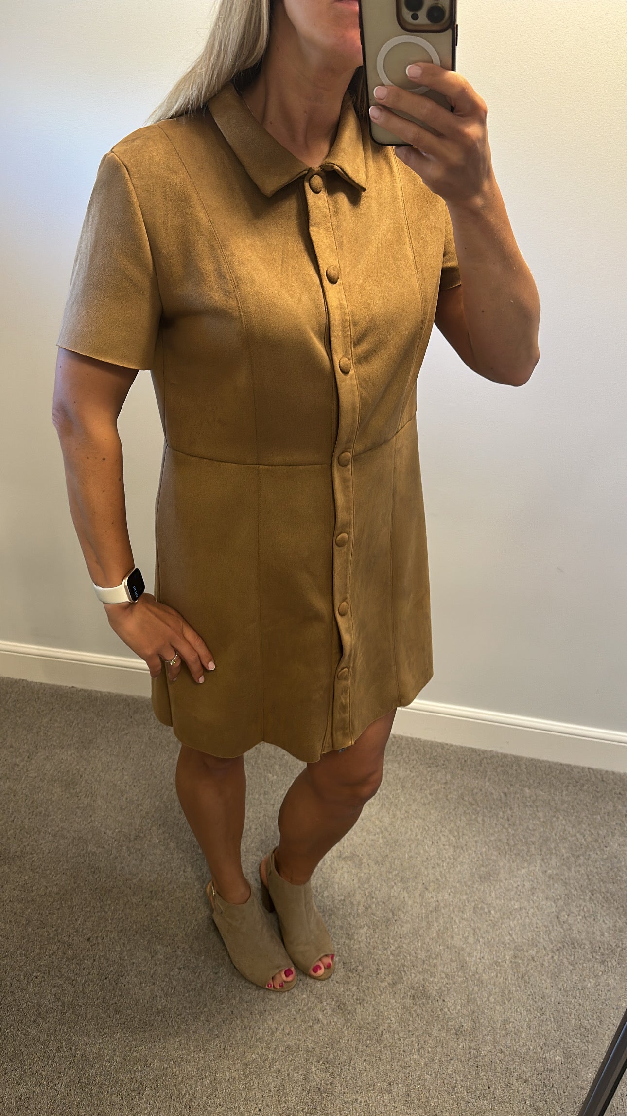 Zara beige suede style dress would fit upto size 14