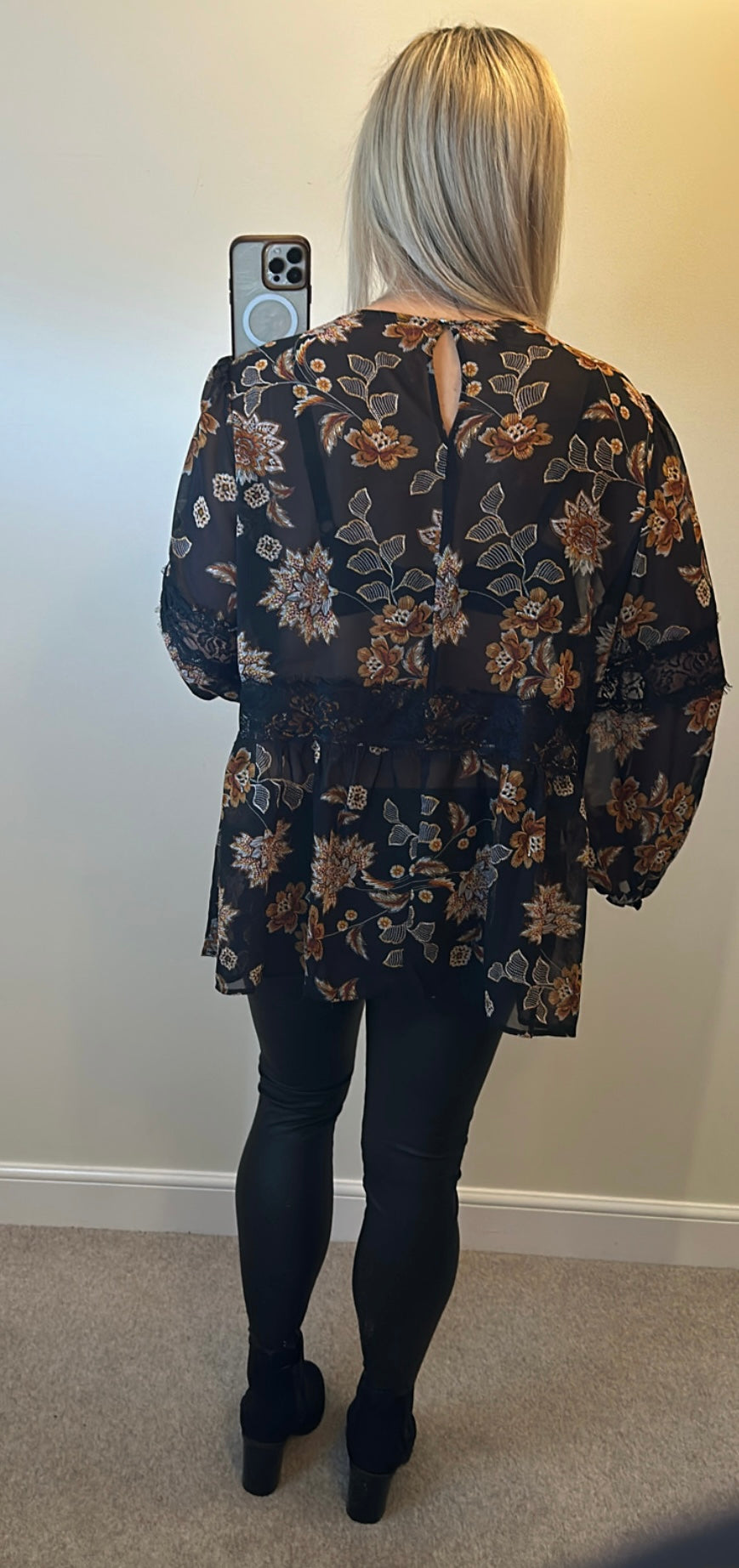 Simply be black floral blouse size 20