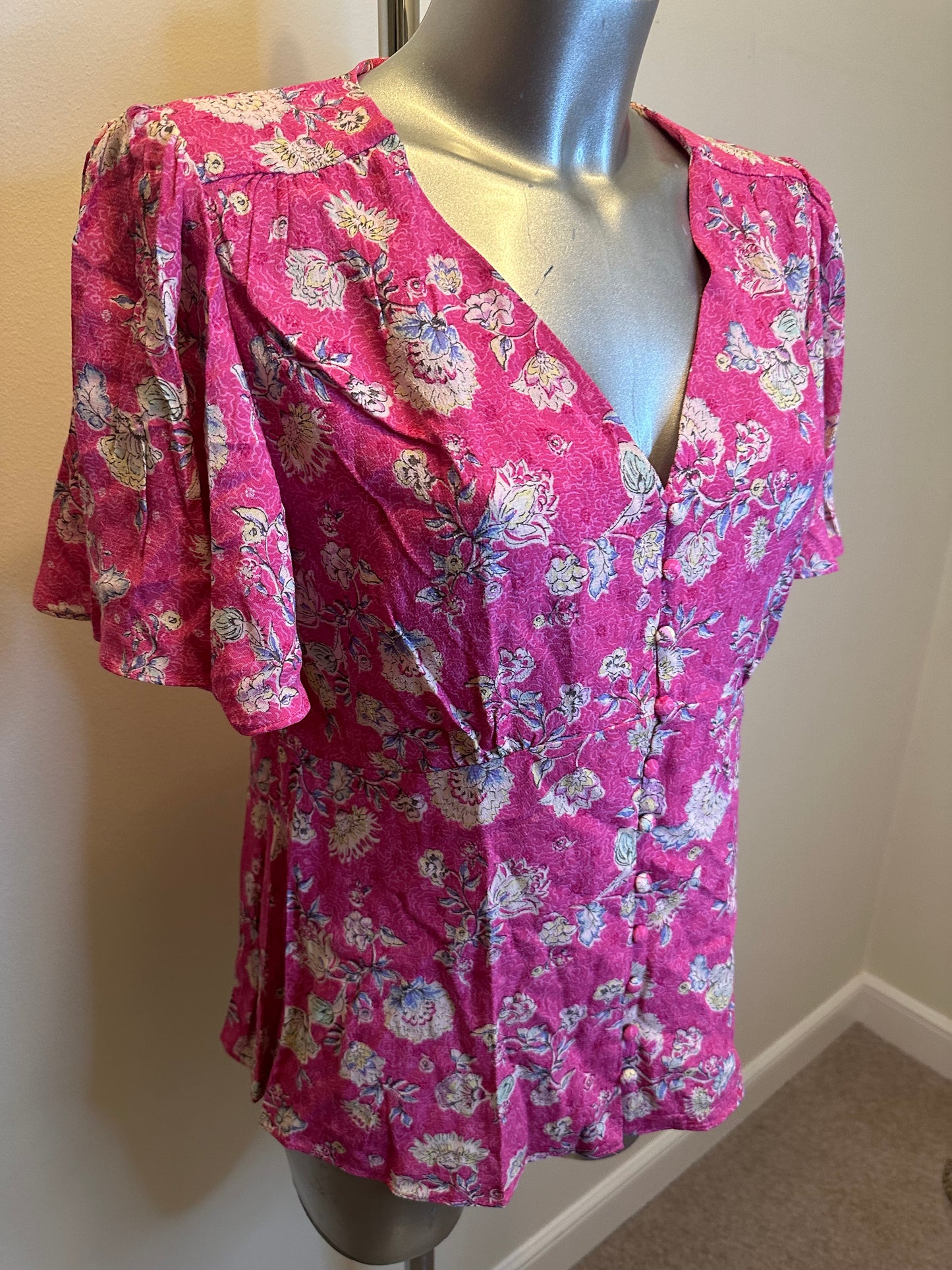 Monsoon pink floral top size 12