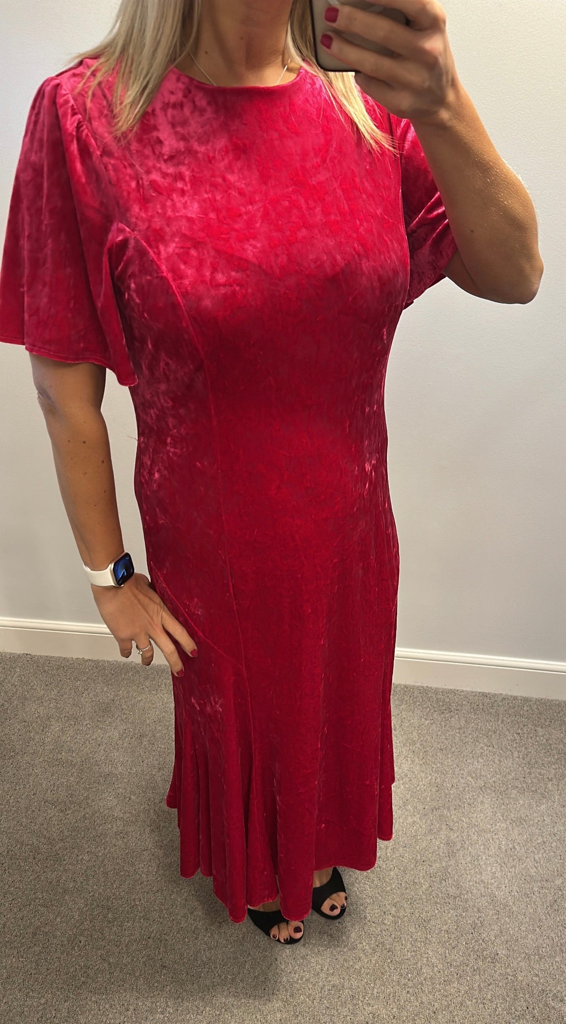 Topshop pink velvet dress size 16