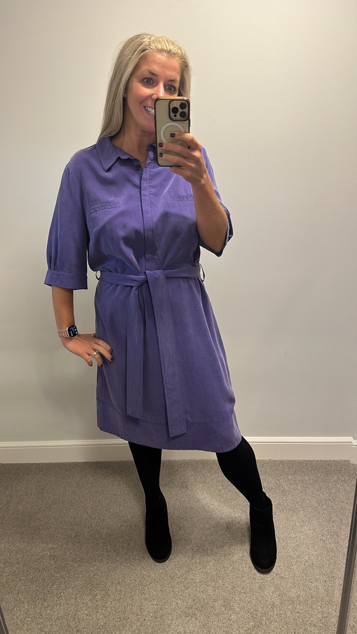 Hobbs purple silk dress size 18