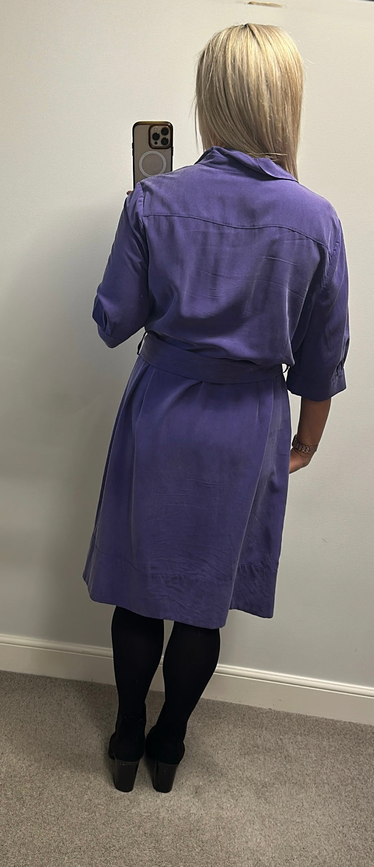 Hobbs purple silk dress size 18
