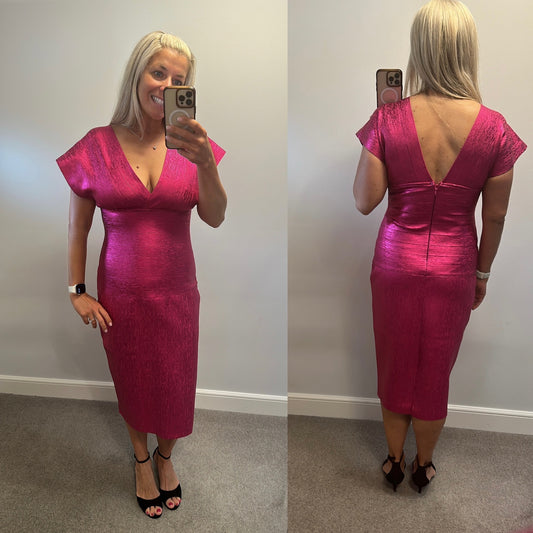 Karen Millen metallic pink dress size M brand new with tags