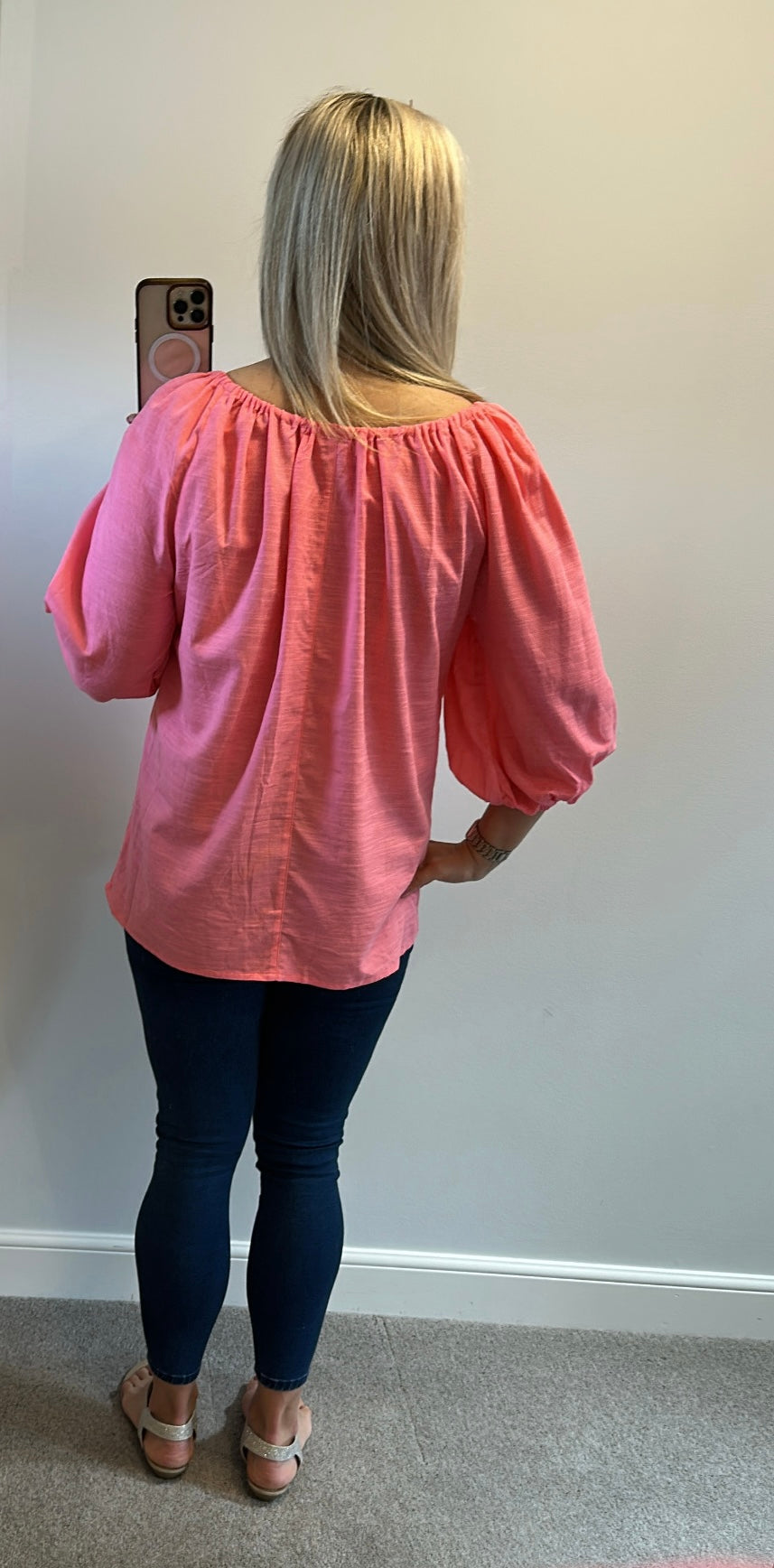 River island pink top size M would fit upto size 16