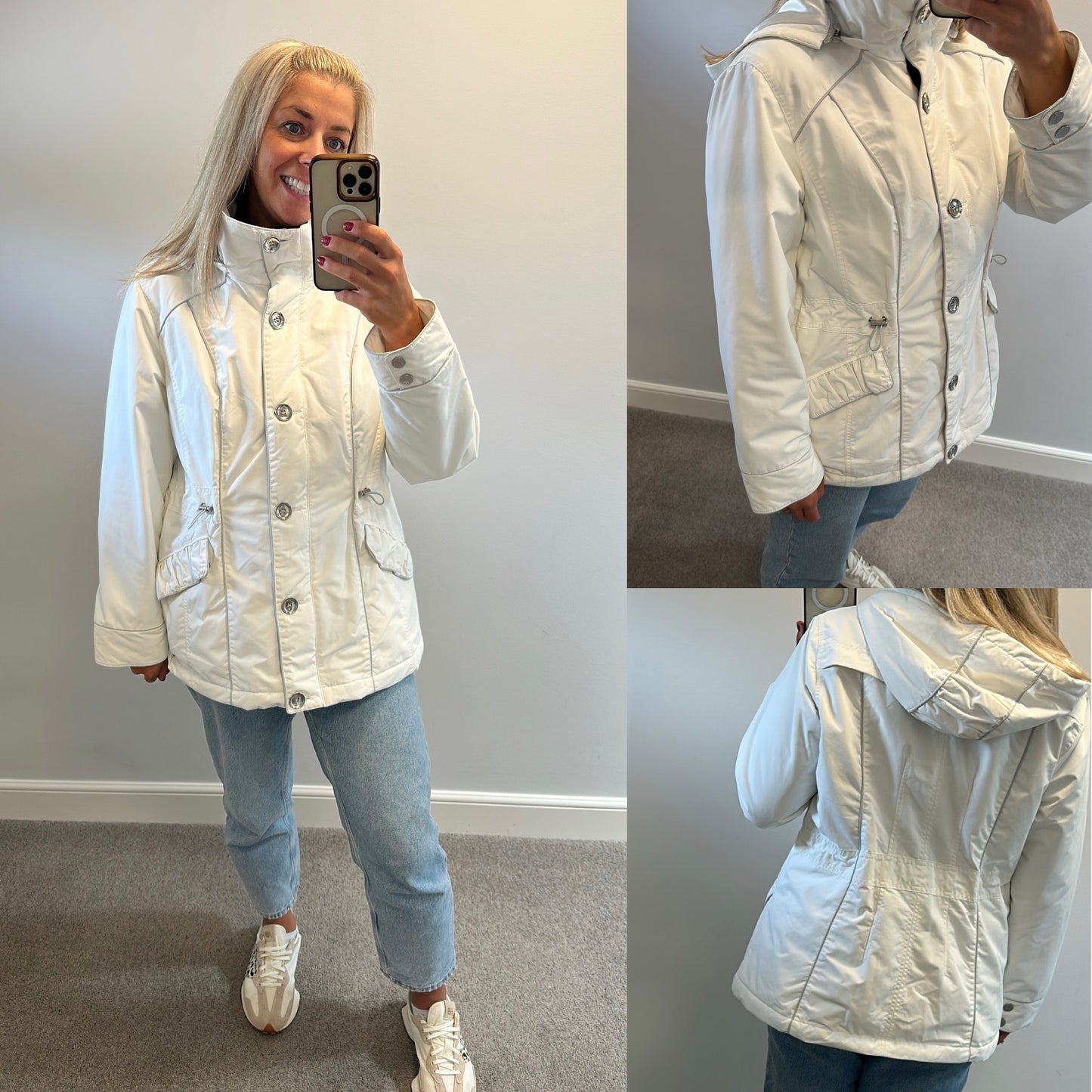 Peruna stormwear white quilted cosy jacket size L would fit upto size 14