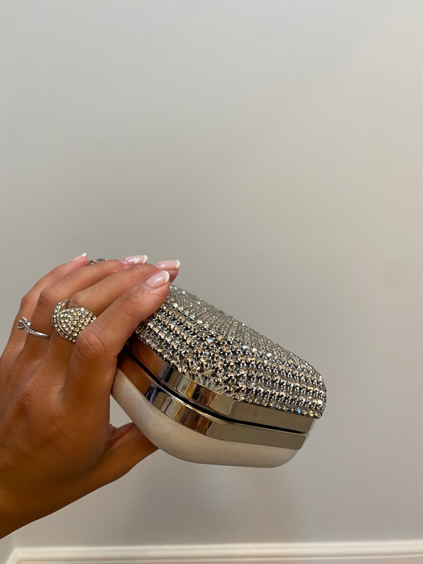 Diamanté clutch bag with strap