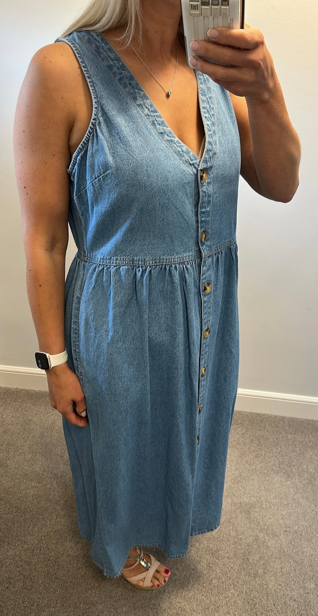 River Island relaxed denim dress with pockets size 16