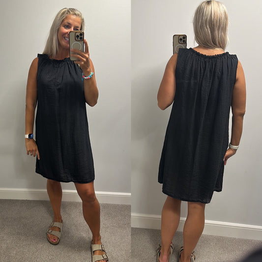 “Glossy” black dress one size fitting upto size 16/18