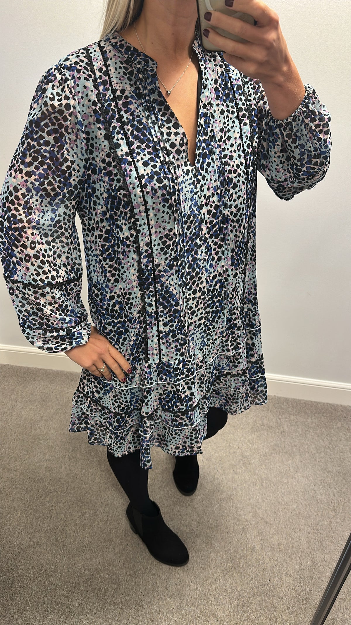 Love & Roses blue print dress size 16