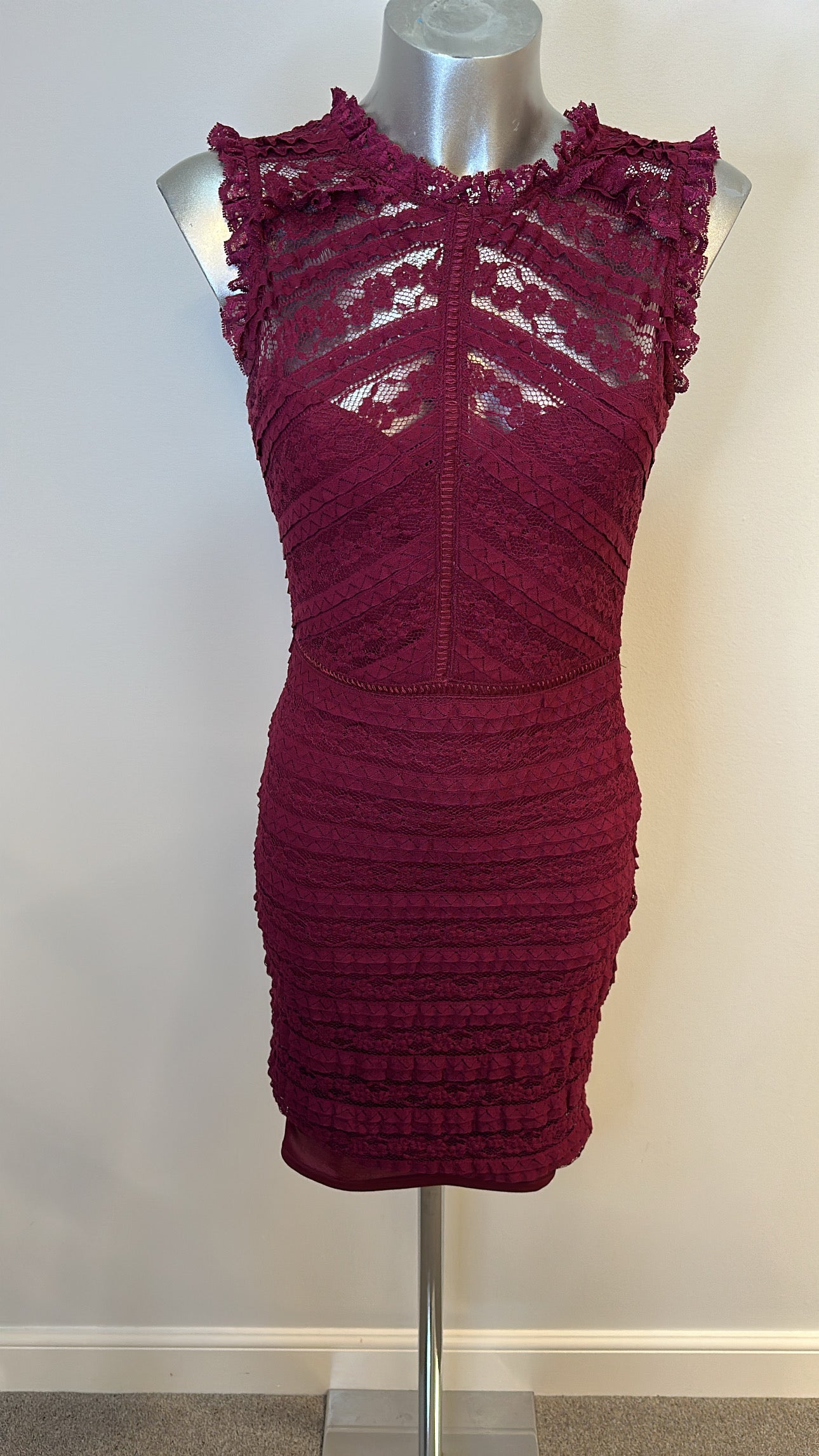 Lipsy burgundy lace dress size 10