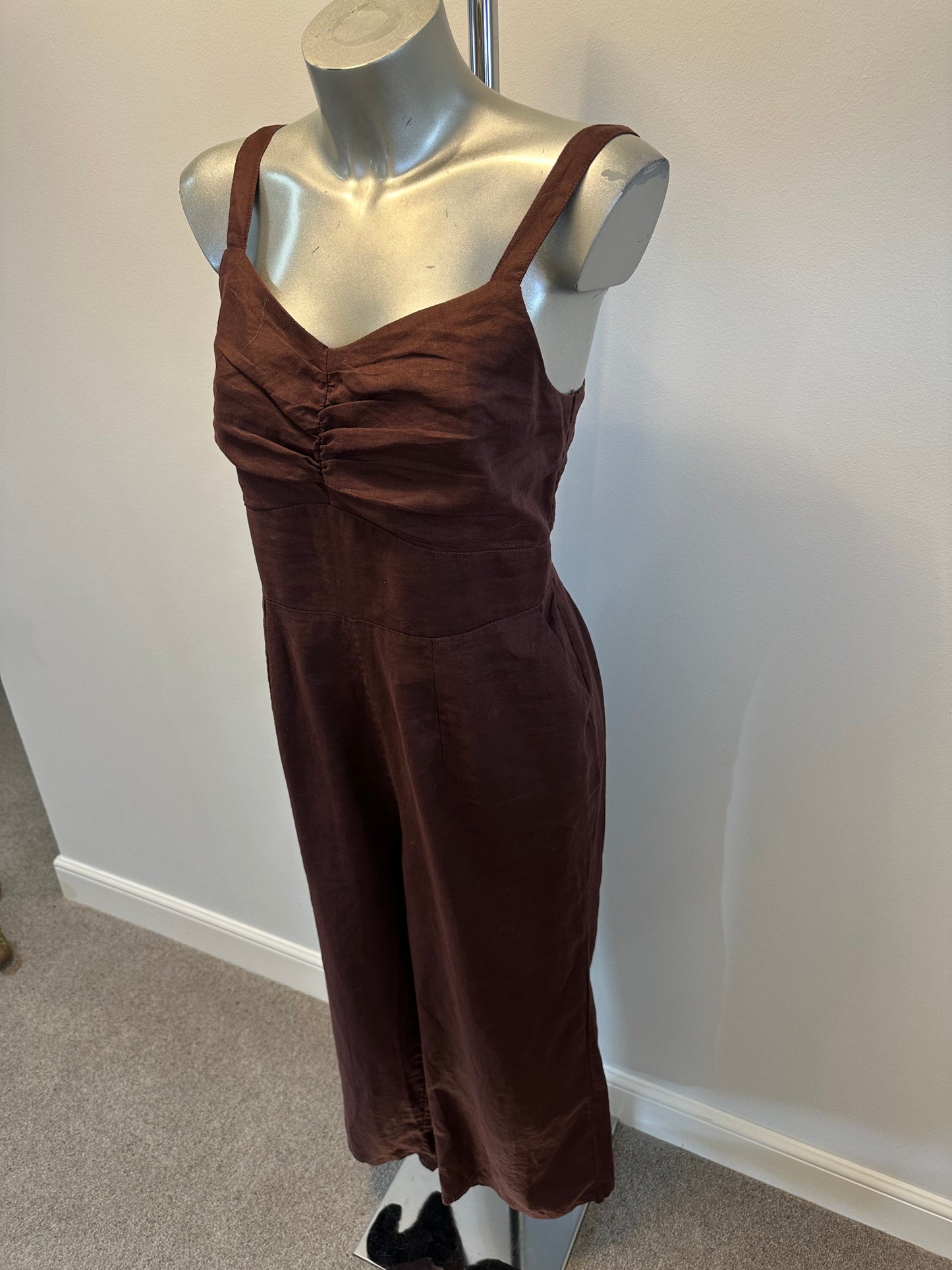 Fat face brown jumpsuit with pockets size 10