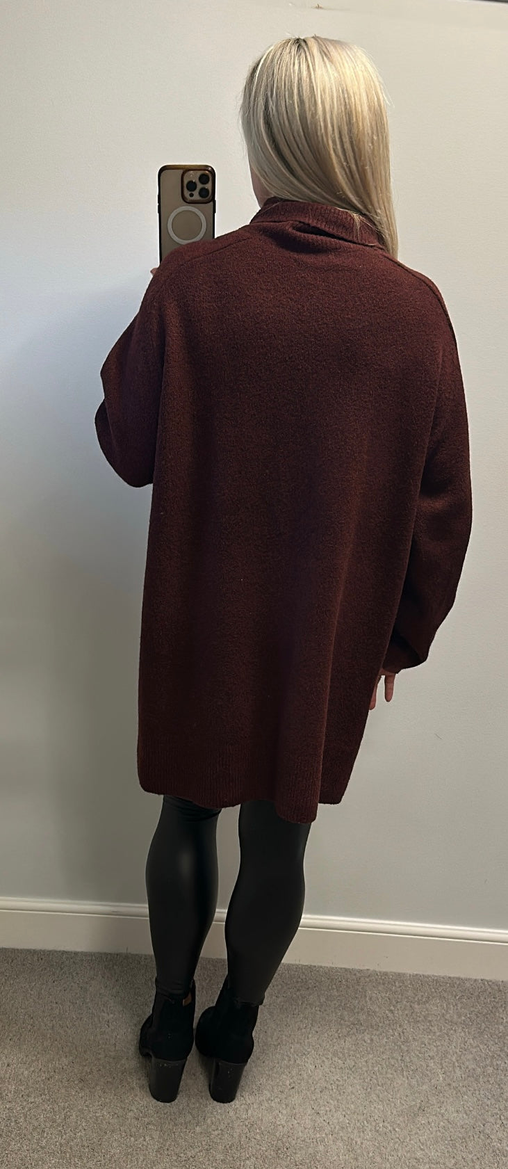 F&F burgundy turtleneck wool knitted dress / jumper size L ( oversized would fit upto size 18) brand new without tags