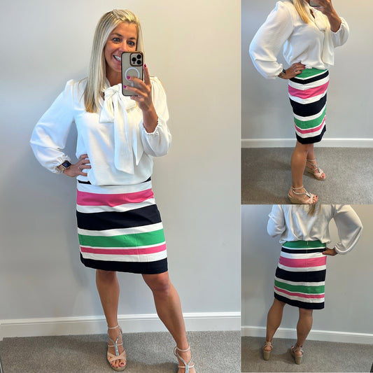 Hobbs multi stripe skirt size 12 brand new without tags