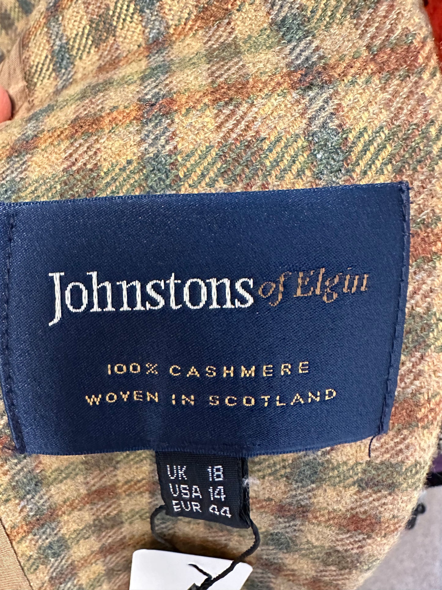 Johnstons of Elgin tweed checked blazer jacket 100% cashmere size 18