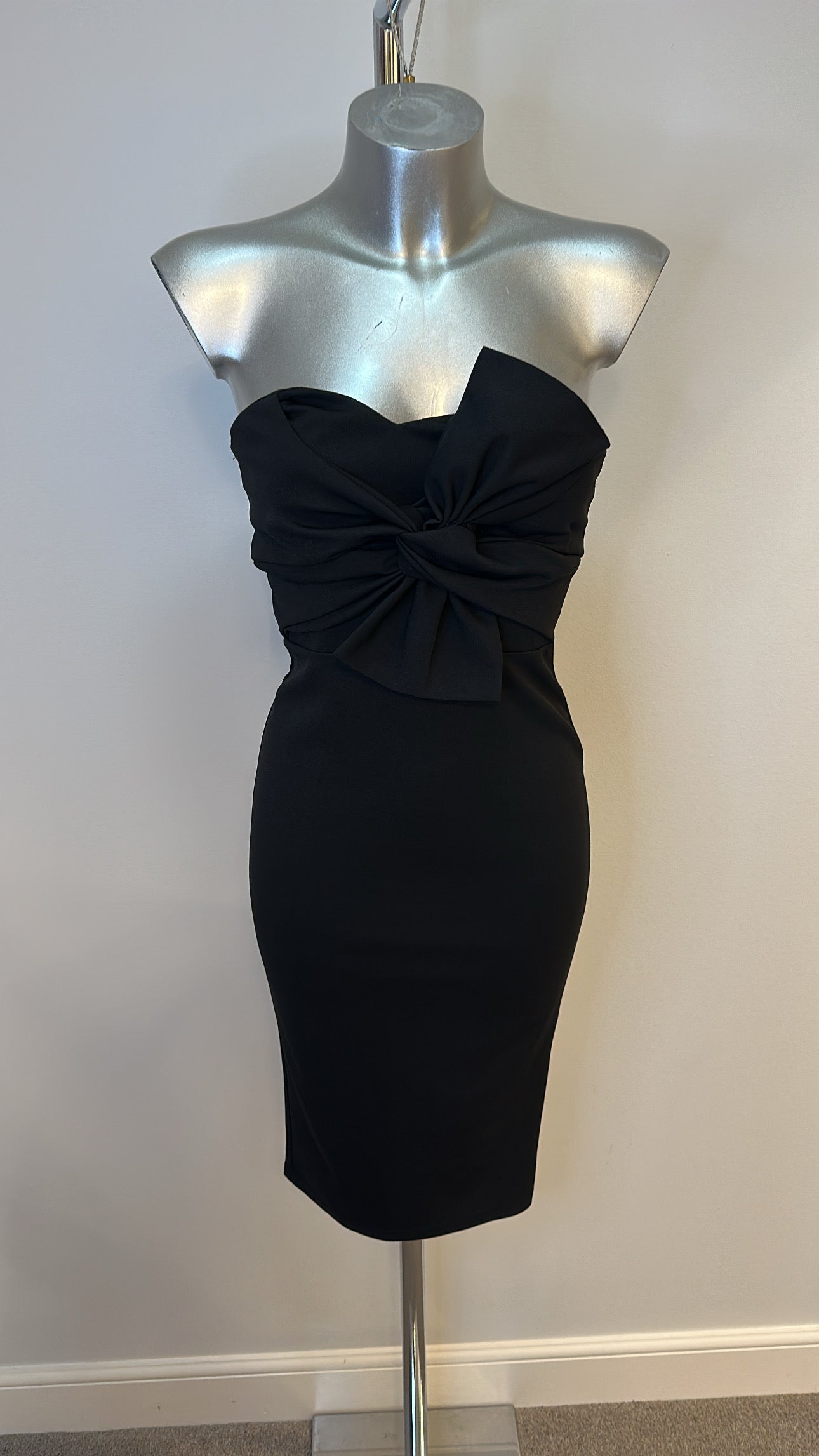 Pink boutique black bow bandeau dress size 8