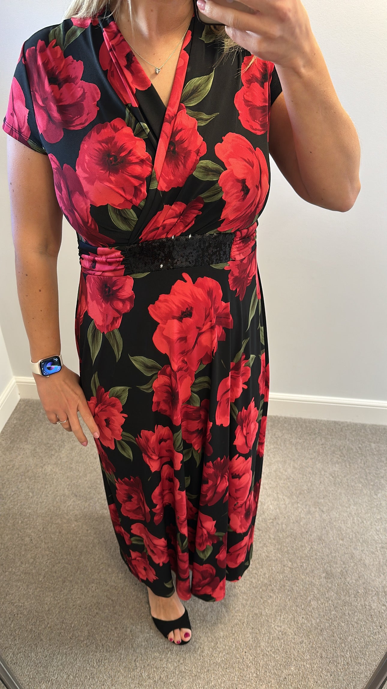 Nightingales black floral dress size 14