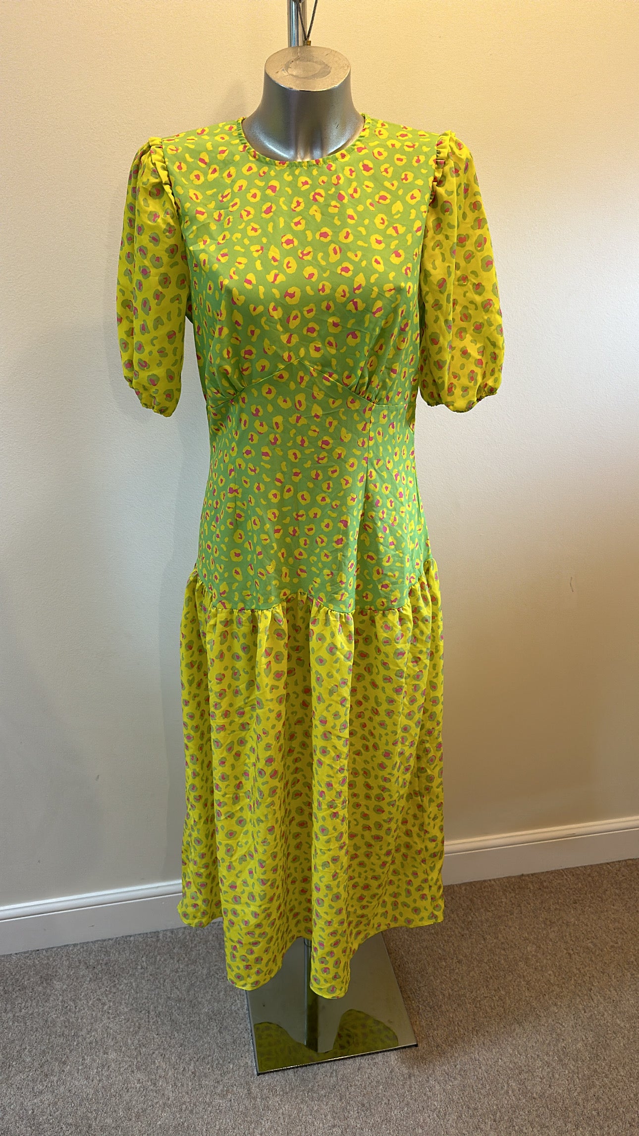 Never fully dressed yellow / green print dress size 12