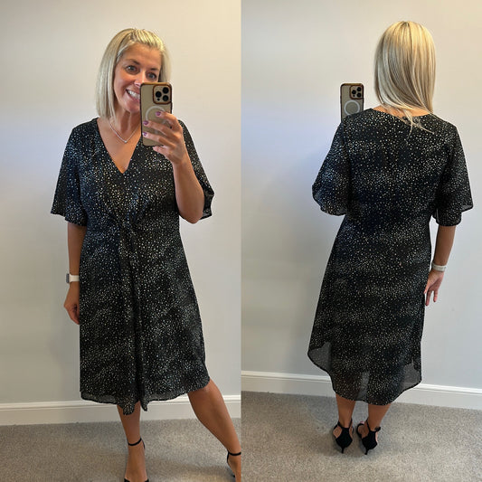 Phase eight black star shimmer dress size 16 brand new with tags