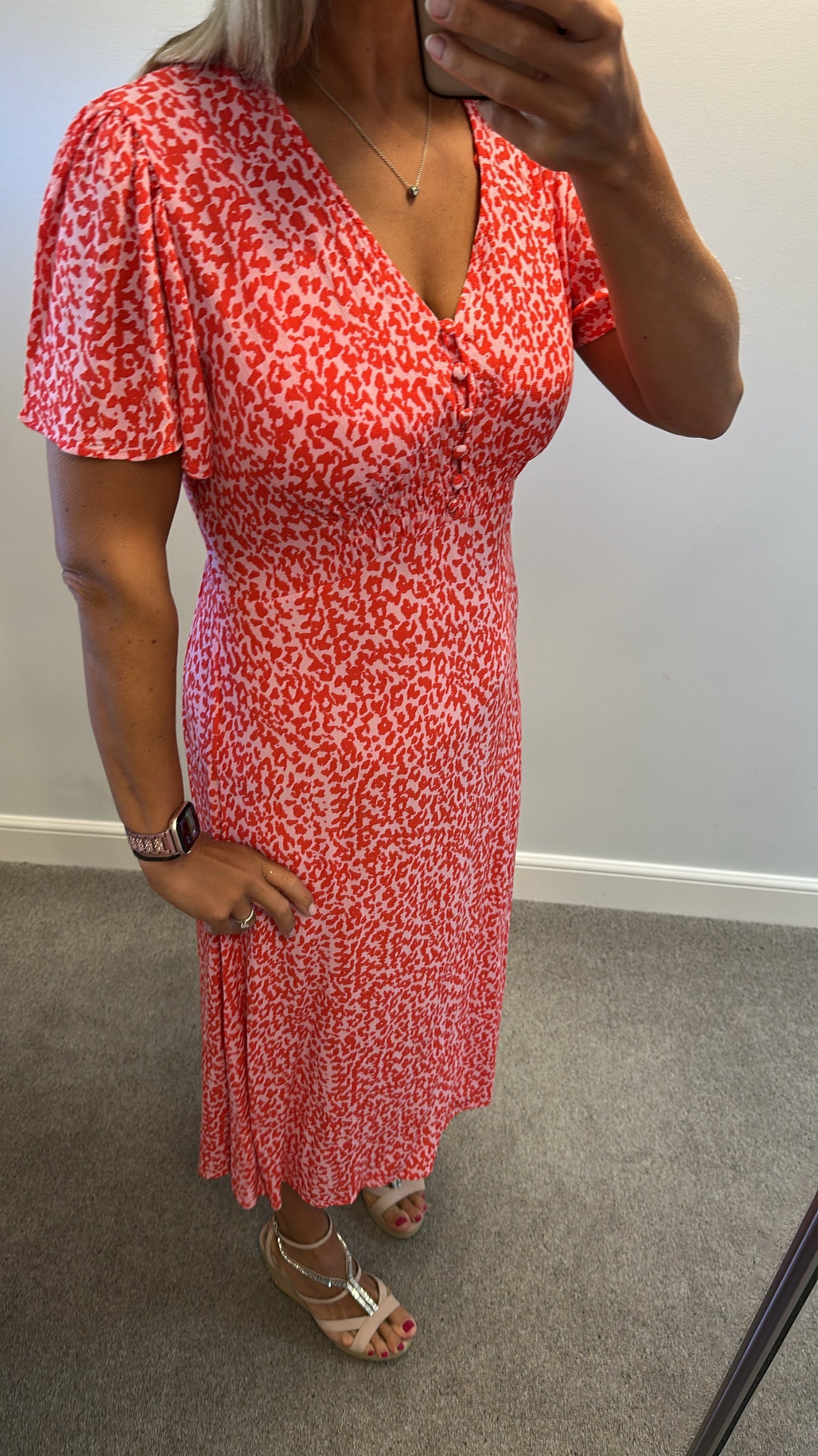 TU Orange and rose pink print summer dress size 14