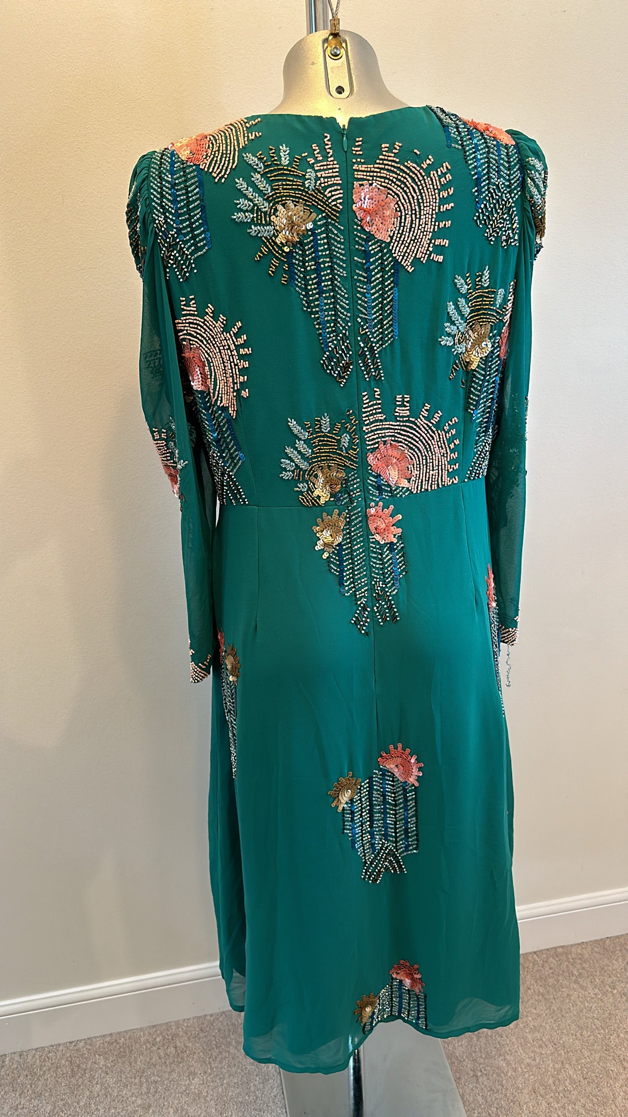 Joanna Hope Emerald green embellished dress size 14