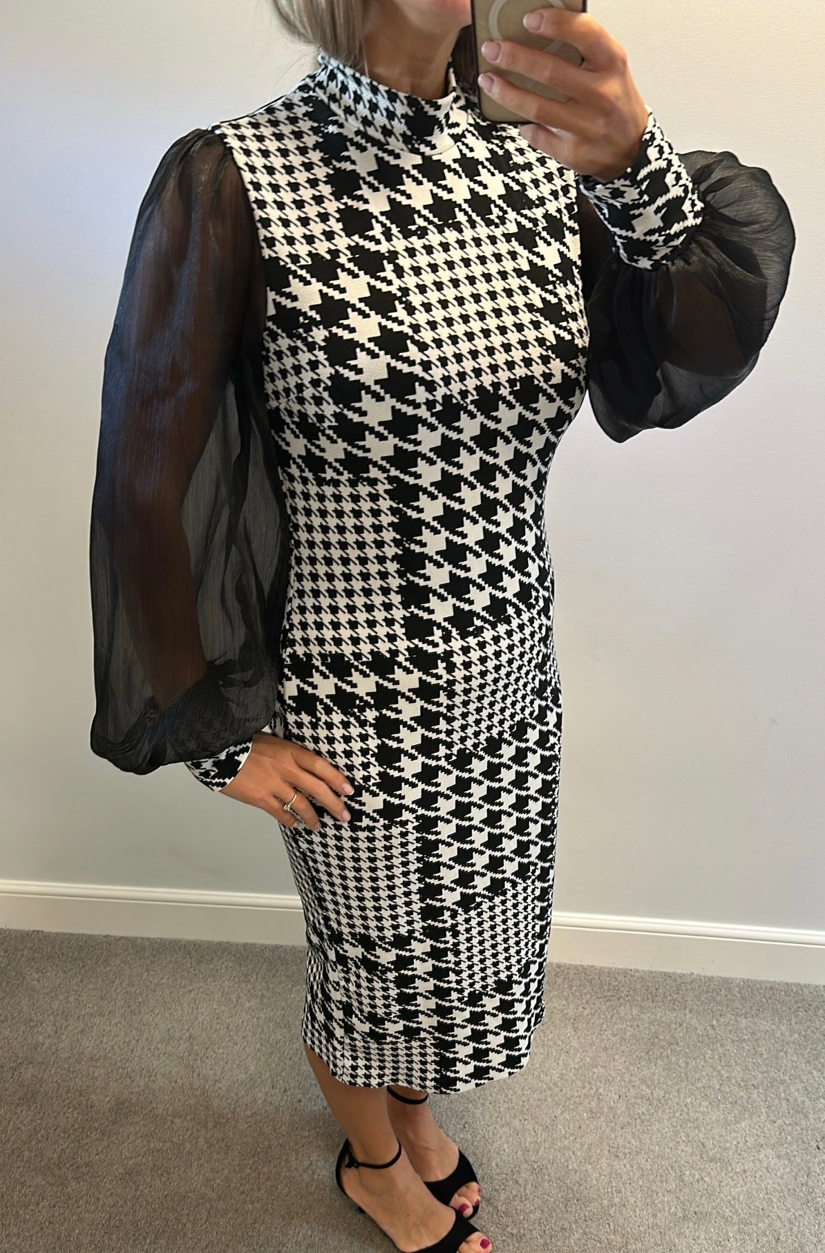 Black dog tooth dress size 14