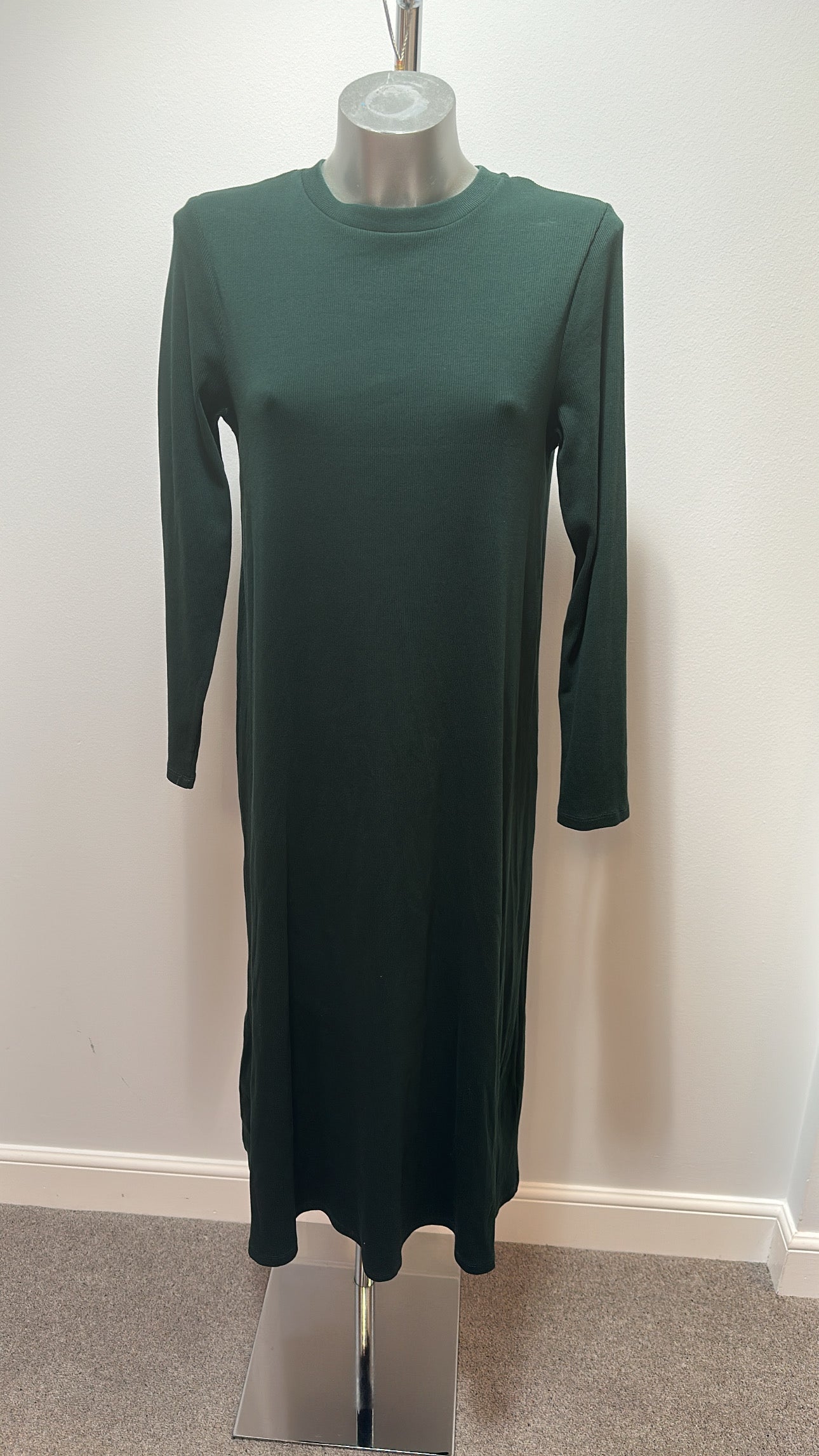 Oliver Bonas forest green midi dress size 12