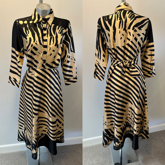Girl in mind beige / black print midi dress brand new with tags size 8