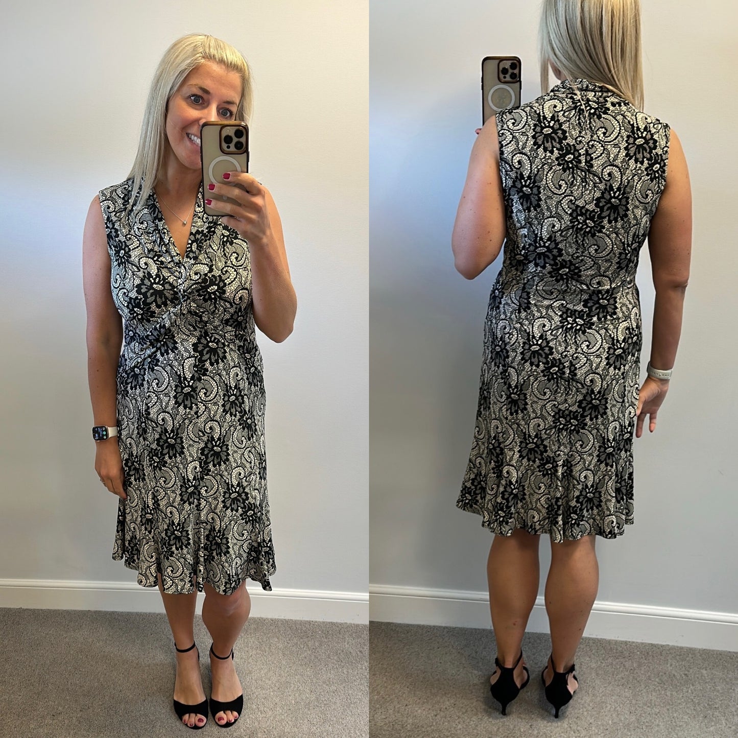 Joseph Ribkoff black floral print dress size 12