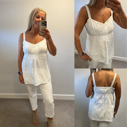 Fat Face white embroidered top size 18
