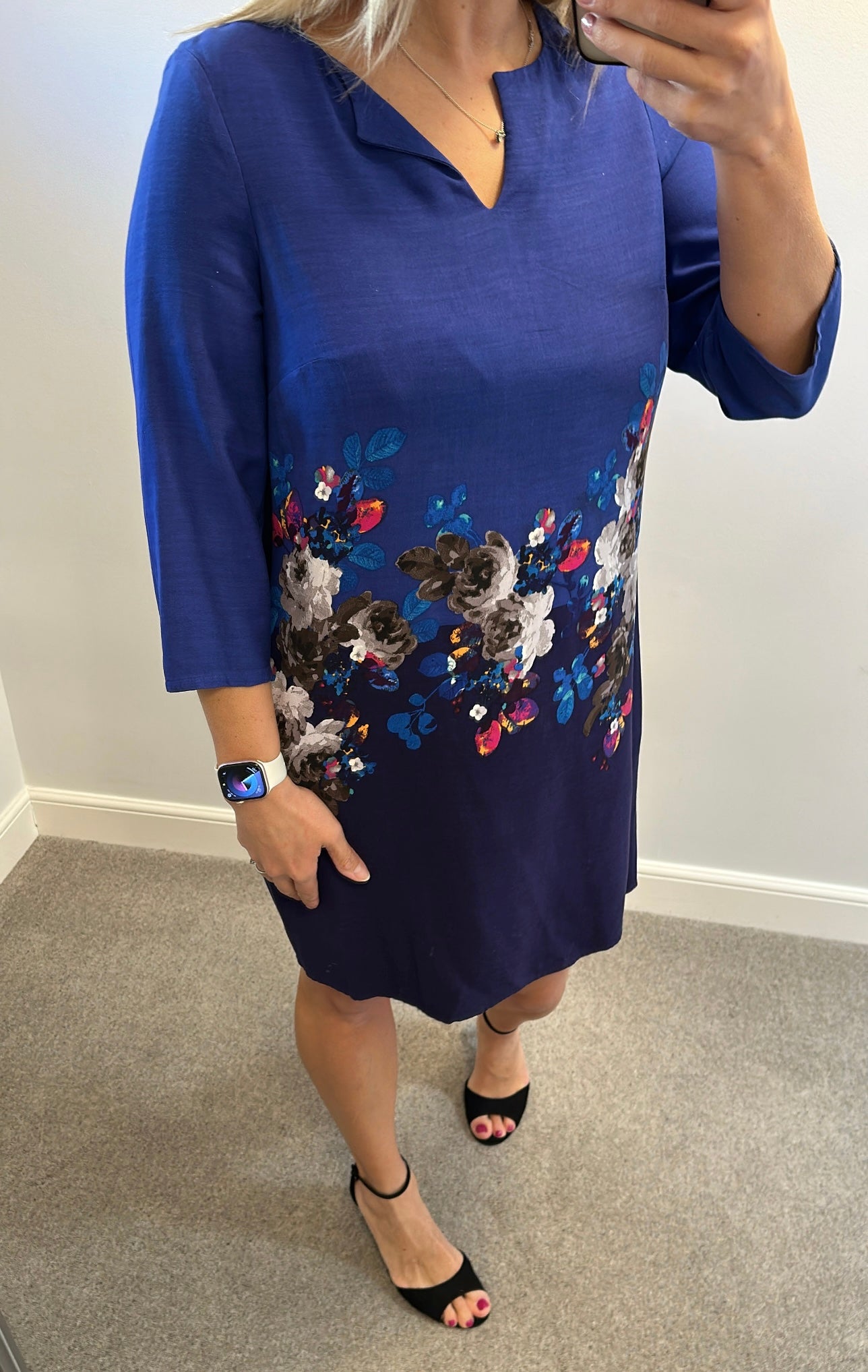 Joules blue floral dress with pockets size 14