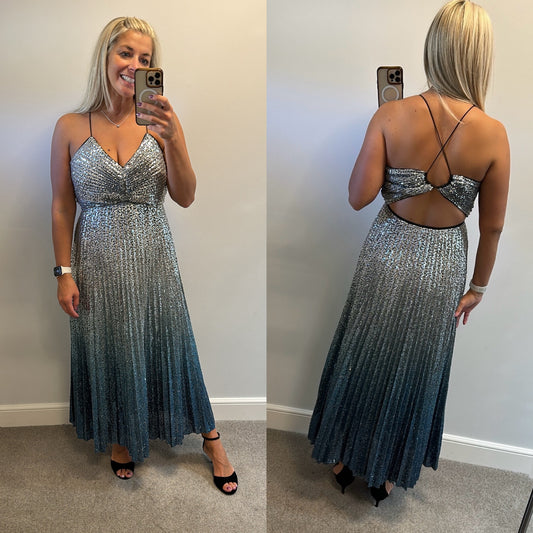 Next premium collection silver and blue sequin dress size 12 brand new with tag’s RRP £158