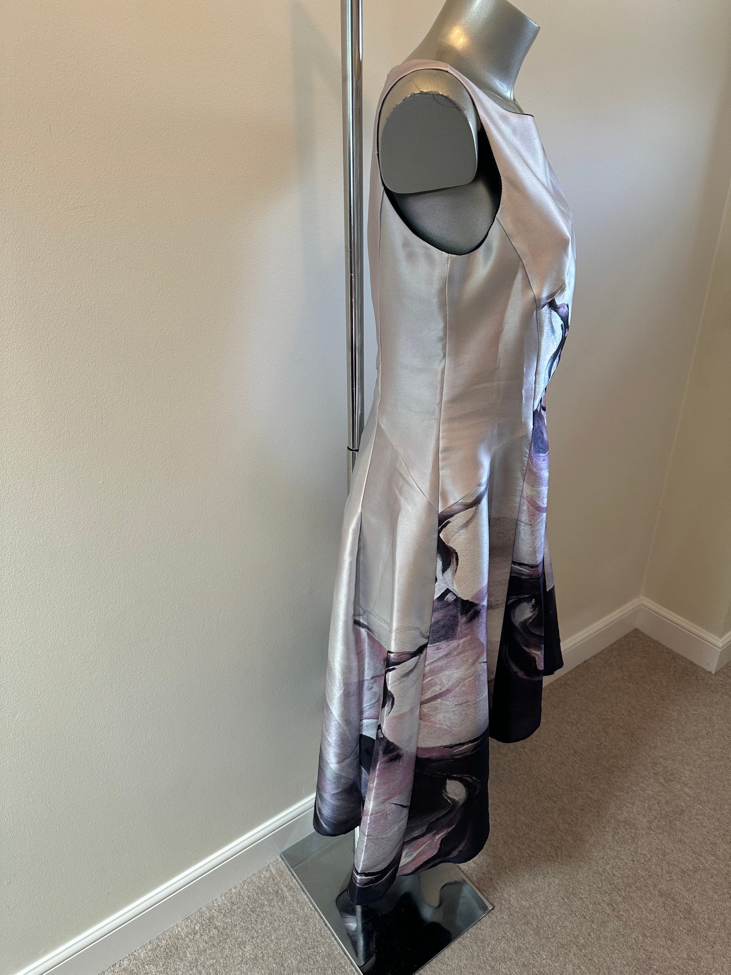 Roman silver grey floral dress size 12