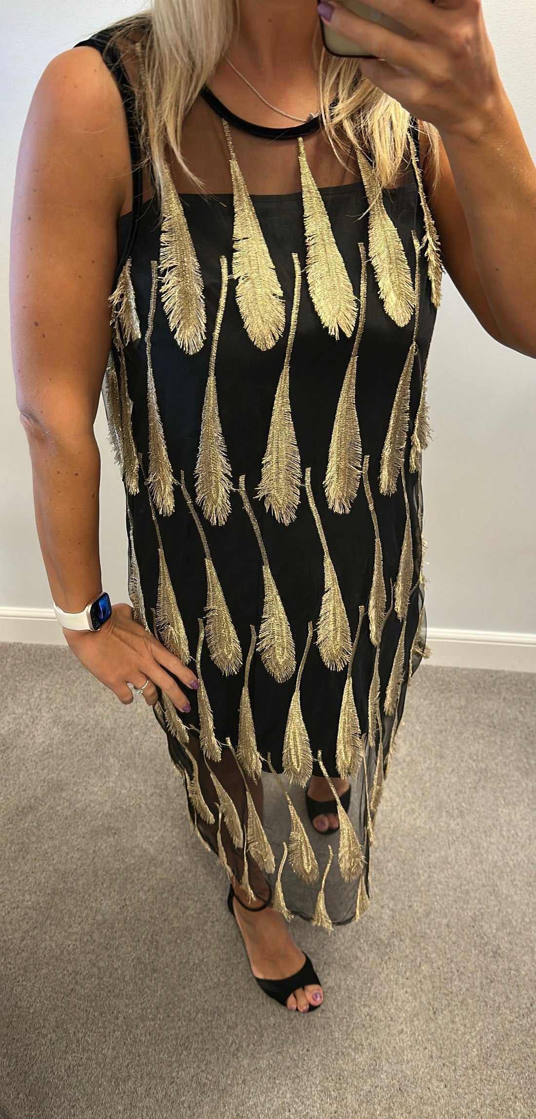 Spotlight by warehouse black and gold leaf dress size 14