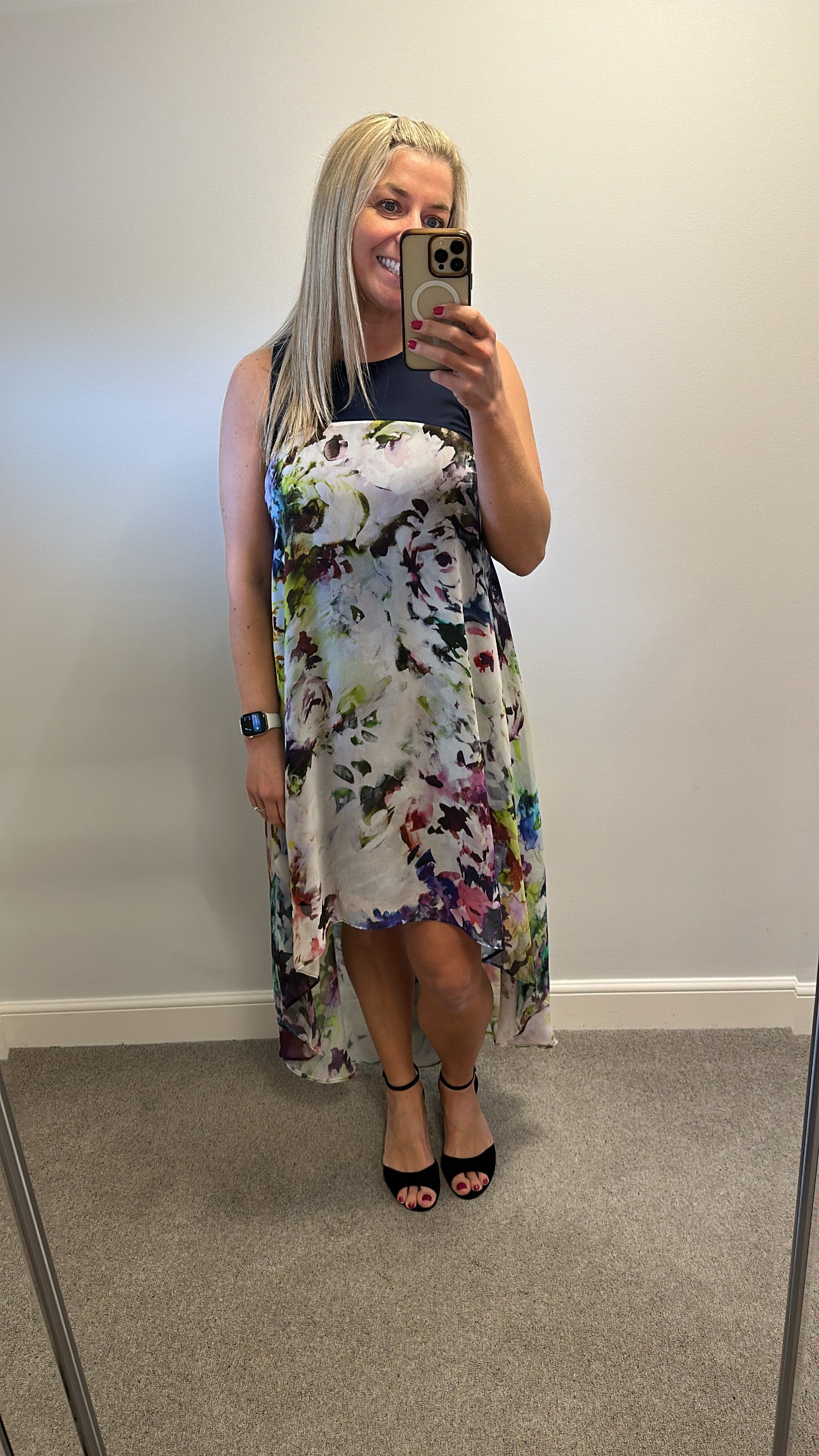 Coast Navy floral floaty dress size 14