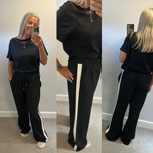 River island black and white pin stripe wide leg trousers size 16 brand new without tags