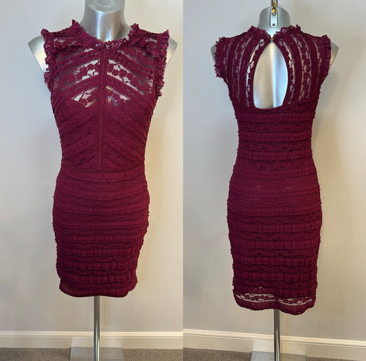 Lipsy burgundy lace dress size 10