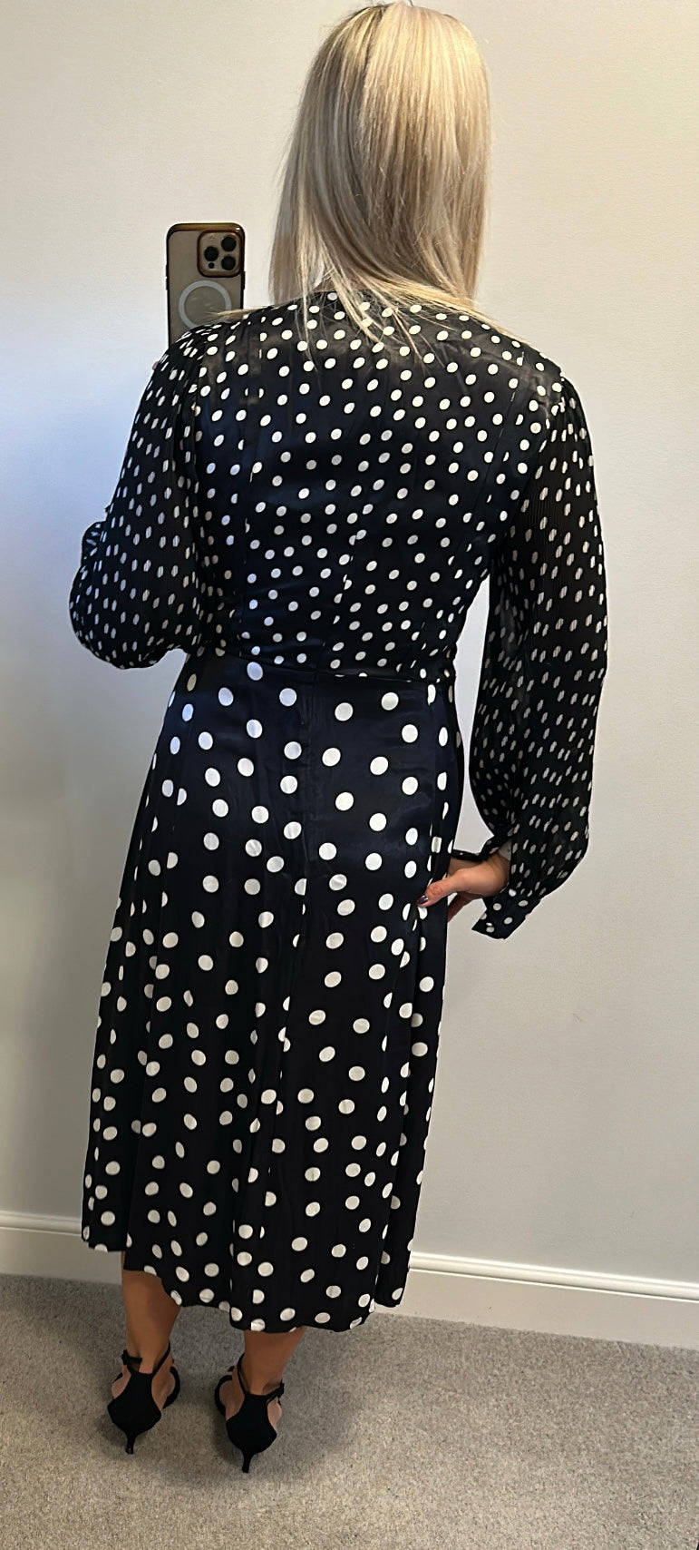 French connection black polka dot dress size 12