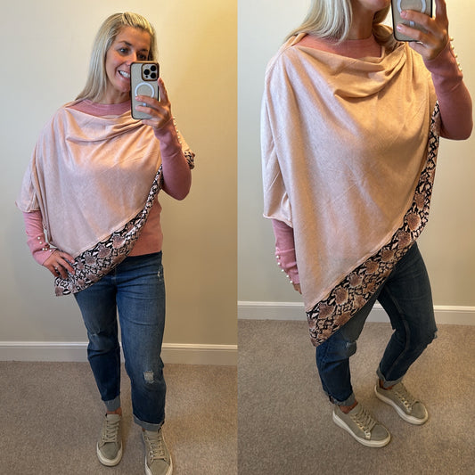 Blush pink poncho one size