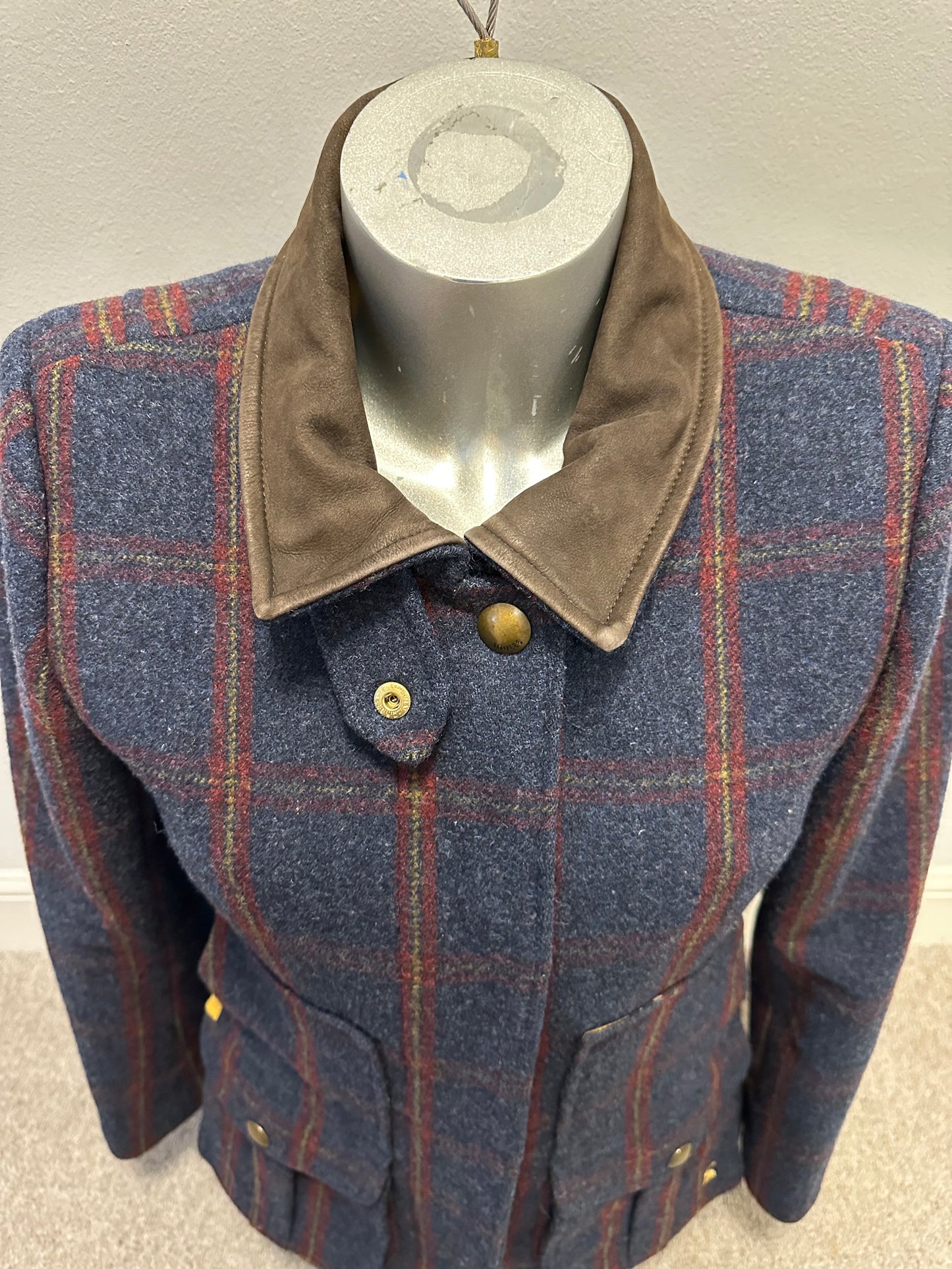 Joules navy field checked coat size 10