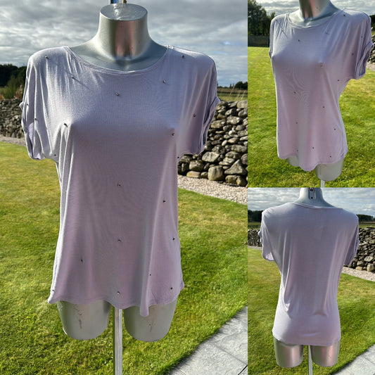 Oasis light grey gem stone tshirt size S would fit upto size 12