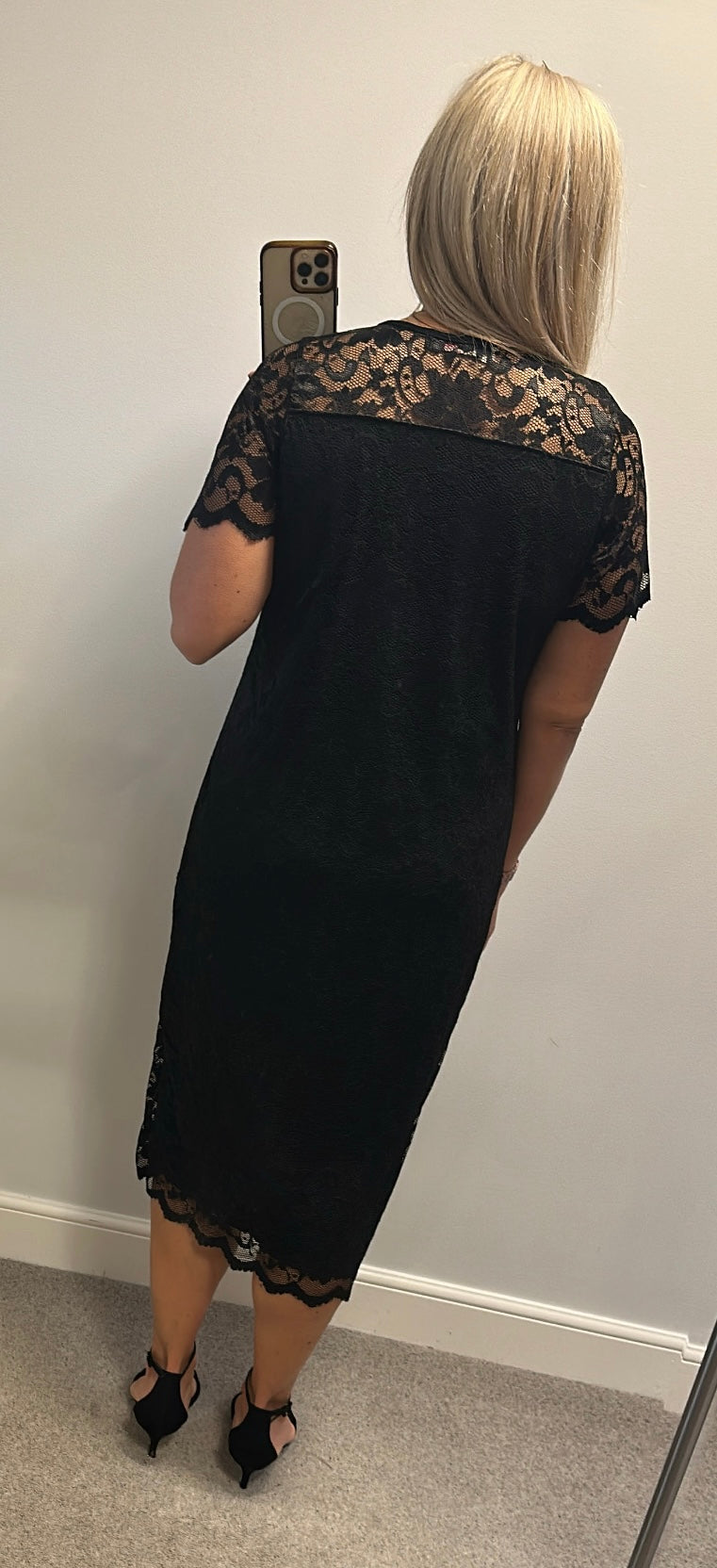 Nouvelle collection black lace midi dress size 18
